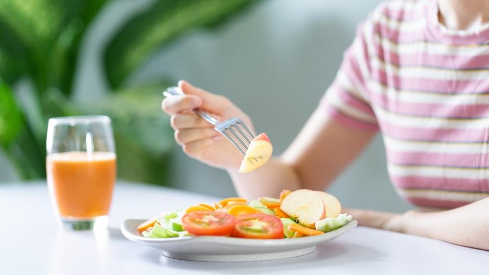 A plate of fruits and vegetables