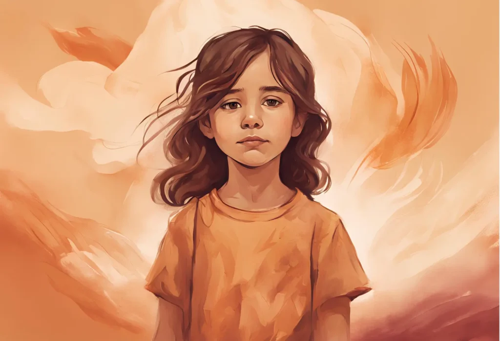 A painting of a young girl with long hair, radiating innocence and beauty.