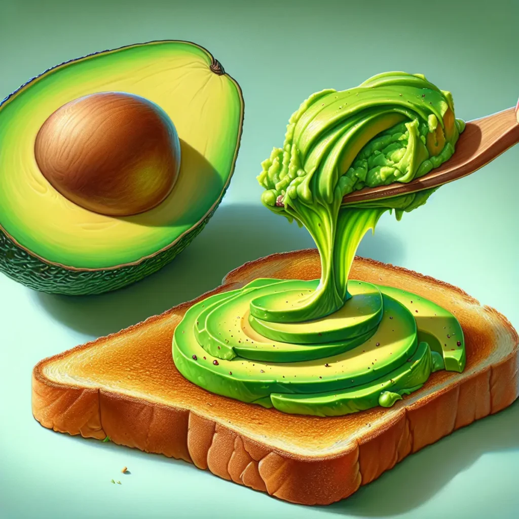 An avocado being spread on toast, creating a delicious and healthy breakfast option.