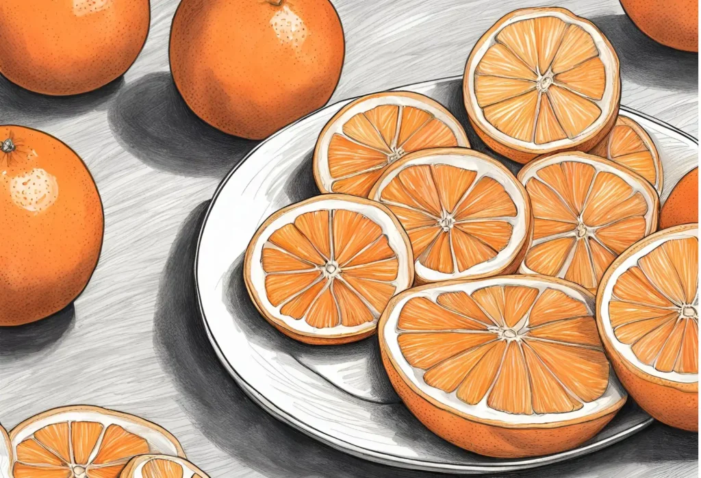A plate of sliced oranges 