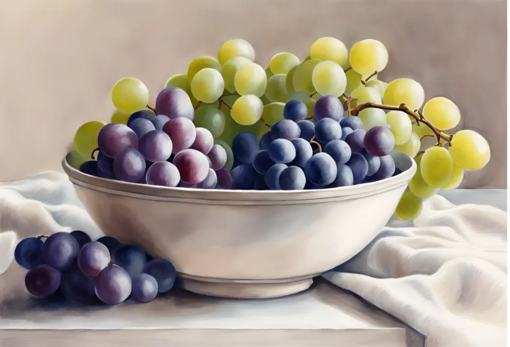A bowl or grapes