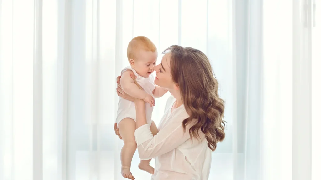 Mother holding baby