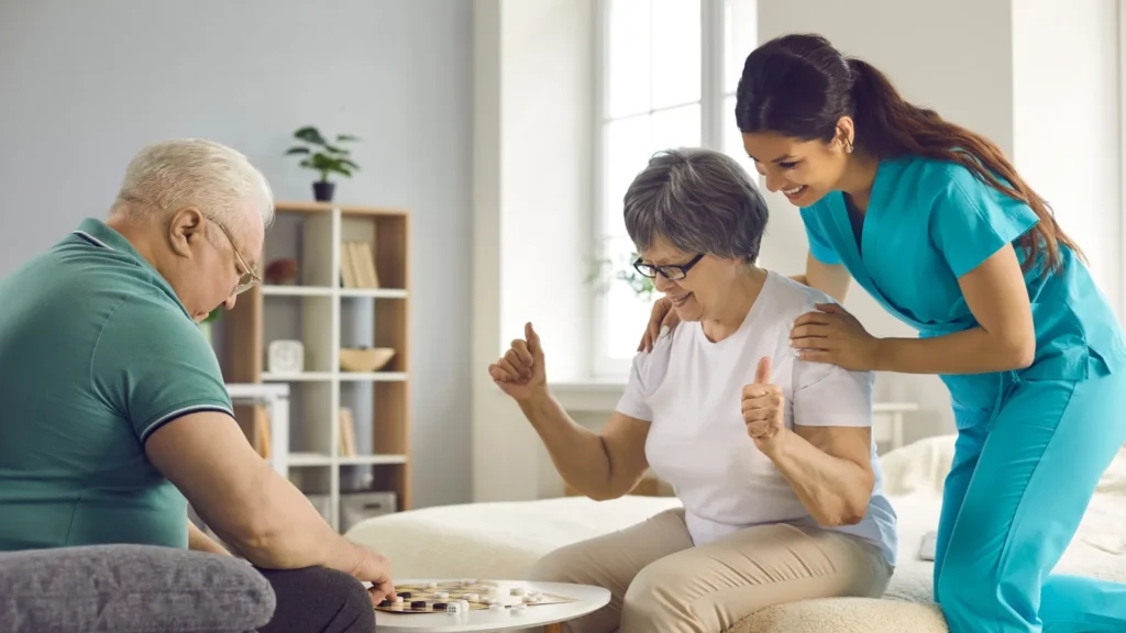 Elderly friends playing the Best Games for Dementia Patients