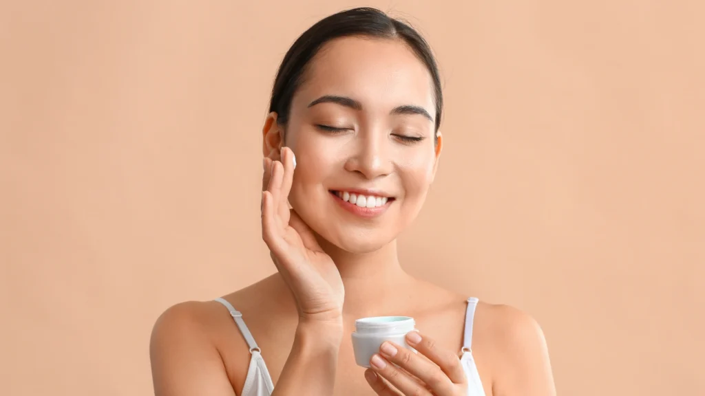 A woman enjoying the best hyaluronic acid moisturizer for mature skin